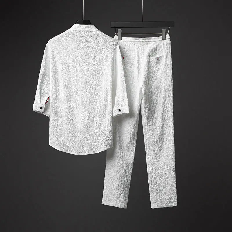 Ethan – Men’s V-Neck Short-Sleeve Sportswear Set