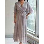 Amelia – V-Neck Draped A-Line Midi Dress