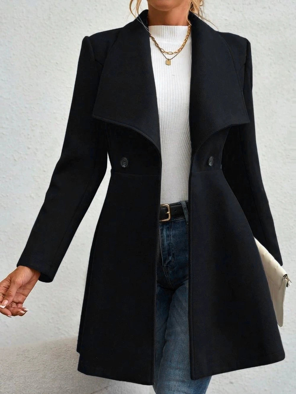 Fashionable Tweed Coat Women's Slim Fit Button-Up Collar Autumn Winter New Arrival 2026 from Europe And America