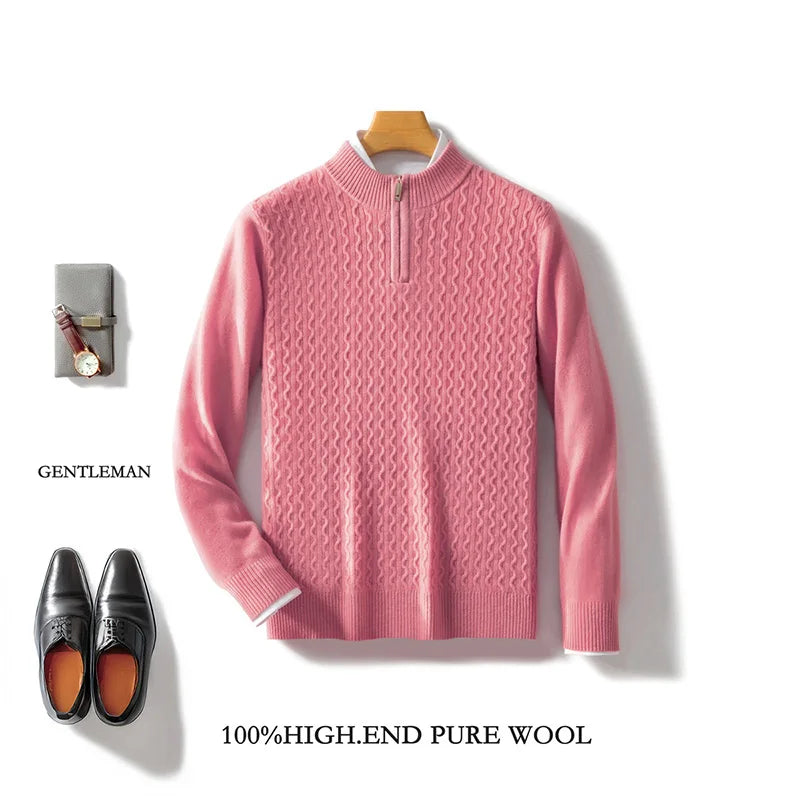 Ethan – Merino Wool Half-Zip Mock Neck Sweater