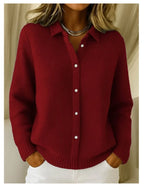 Lauren – Button-Up Knit Lapel Cardigan