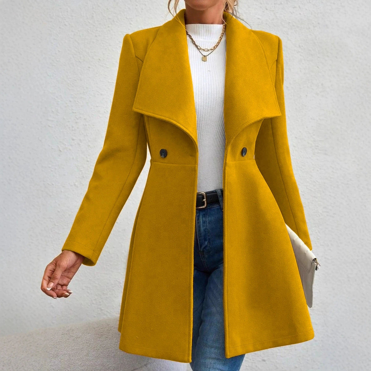 Fashionable Tweed Coat Women's Slim Fit Button-Up Collar Autumn Winter New Arrival 2026 from Europe And America