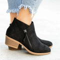 Sofia – Round Toe Side-Zip Ankle Boots