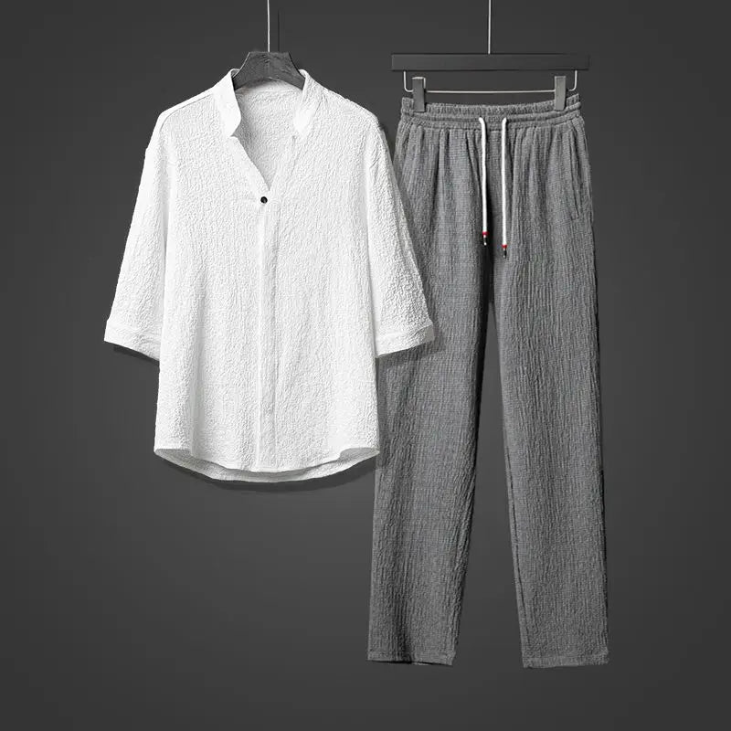 Ethan – Men’s V-Neck Short-Sleeve Sportswear Set