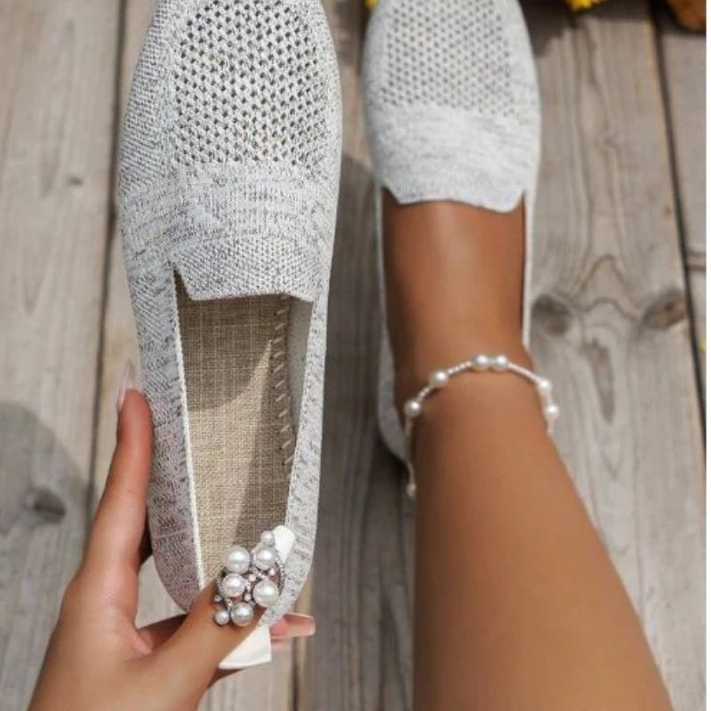 Clara – Solid Mesh Round-Toe Slip-On Flats