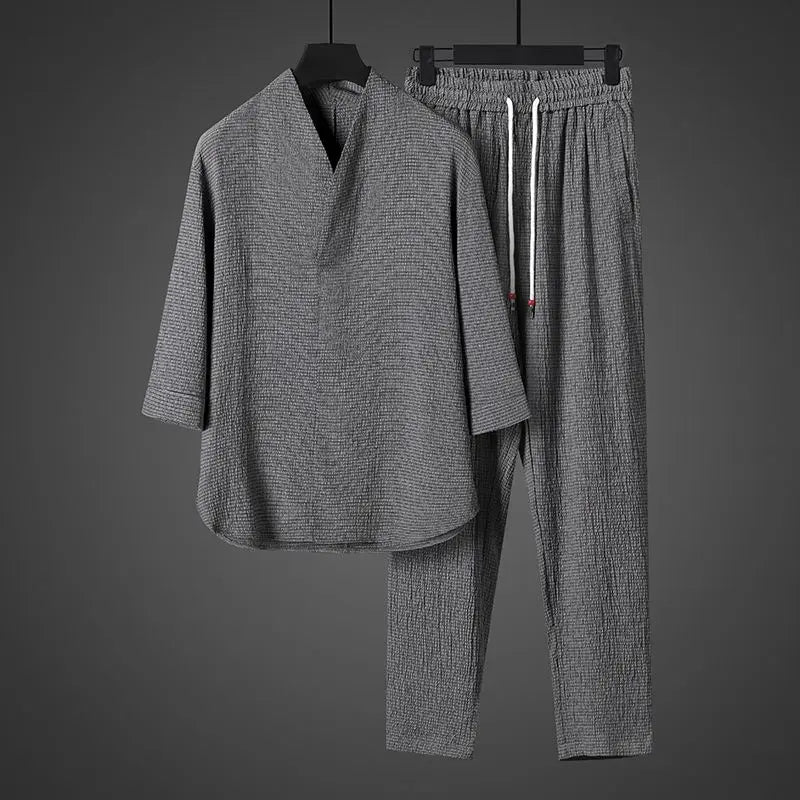 Ethan – Men’s V-Neck Short-Sleeve Sportswear Set