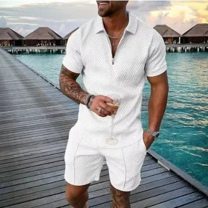 Ethan – Printed Polo Shirt & Shorts Set