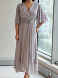 Amelia – V-Neck Draped A-Line Midi Dress