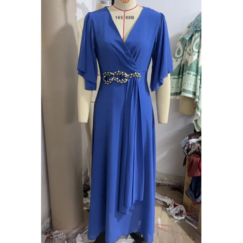 Amelia – V-Neck Draped A-Line Midi Dress