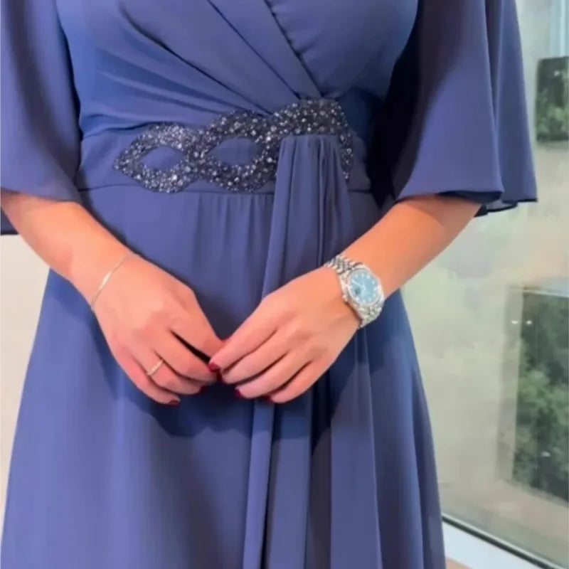 Amelia – V-Neck Draped A-Line Midi Dress