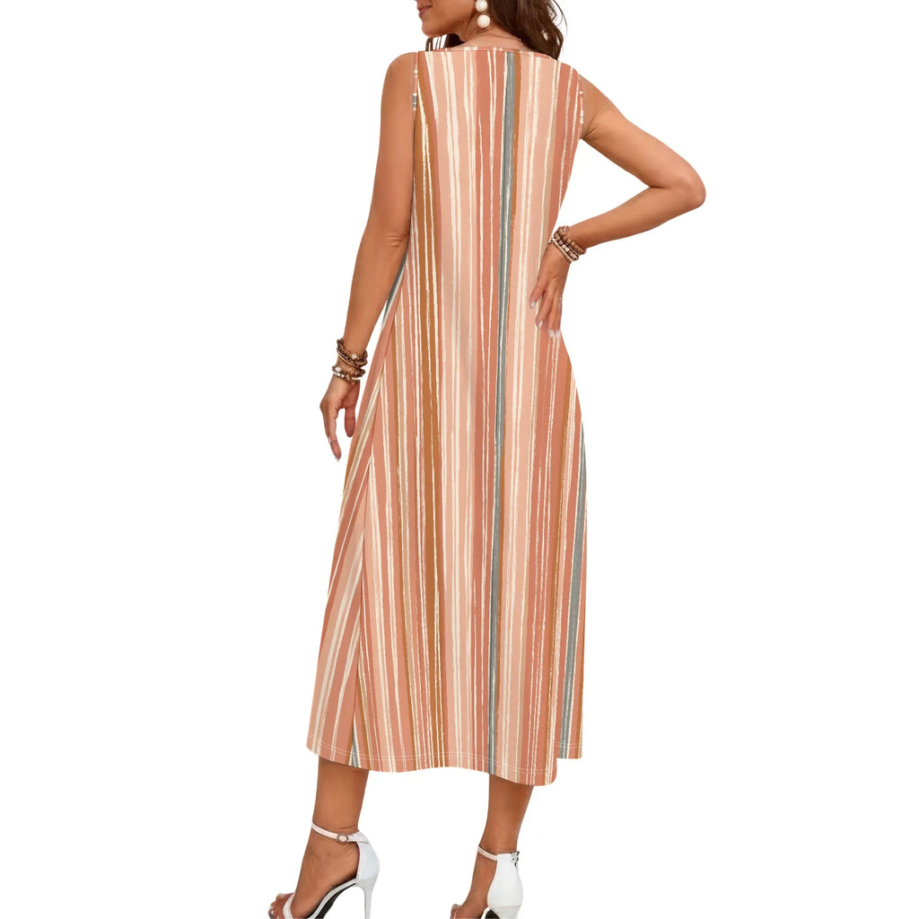 Olivia – Striped Sleeveless Loose-Fit Midi Dress