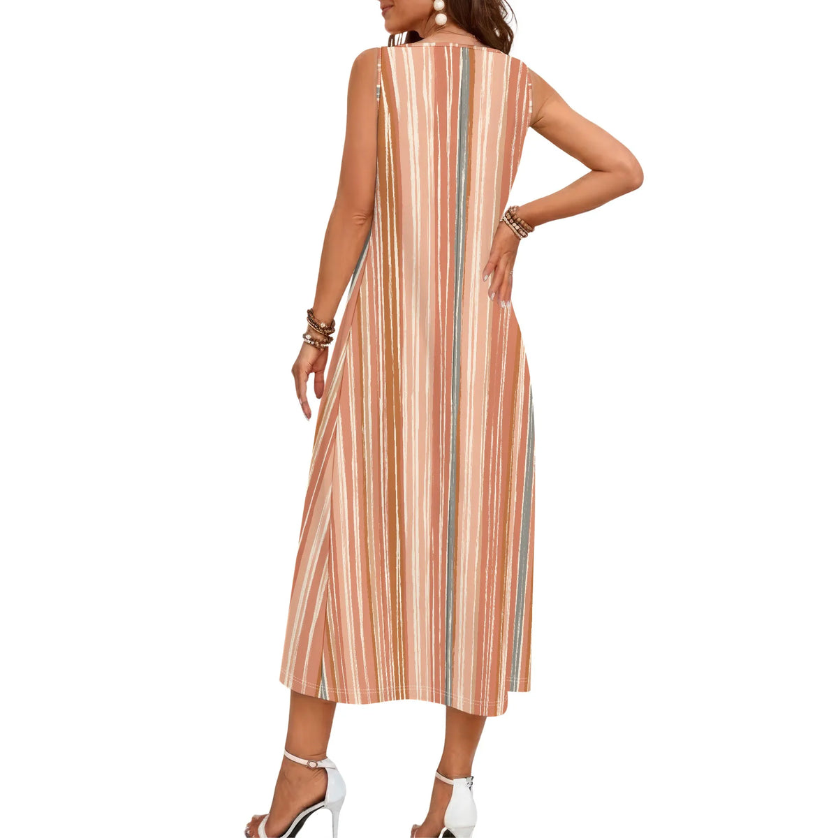 Olivia – Striped Sleeveless Loose-Fit Midi Dress