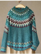 Delilah – Printed O-Neck Long-Sleeve Knit Sweater