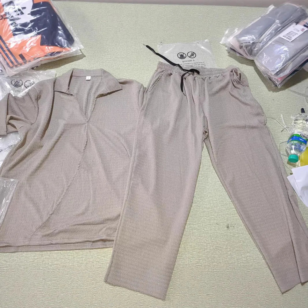 Ethan – Men’s V-Neck Shirt & Wide-Leg Pants Set