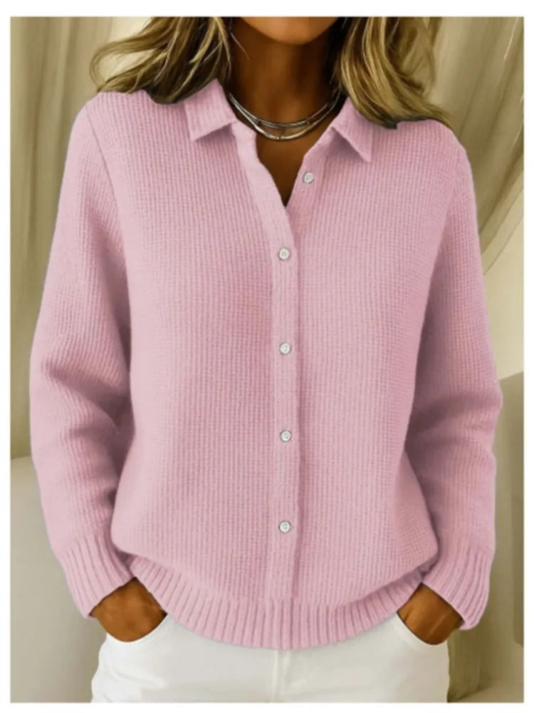 Lauren – Button-Up Knit Lapel Cardigan