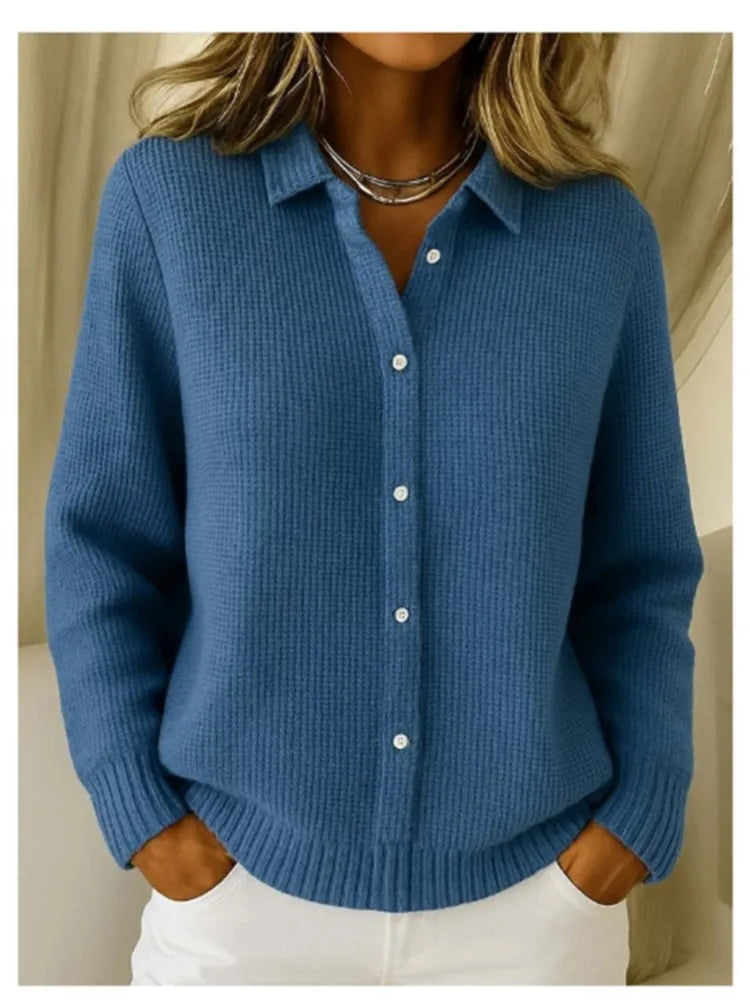Lauren – Button-Up Knit Lapel Cardigan