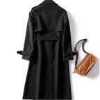 Women's Trench Coat 2024 Autumn Korean Long Jacket with Belt Solid Double-breasted British Style Khaki Coat For Women Red Blue