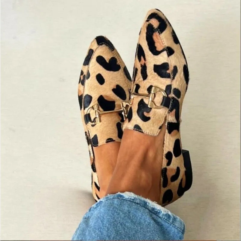 Clara – Leopard Print Buckle Loafers