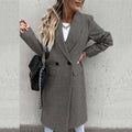 Casual Button Pocket Long Cardigan Woolen Trench Coats Autumn WInter Women Loose Solid Color Overcoats JYFS-8612