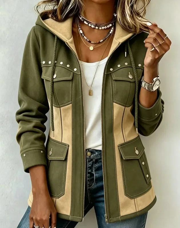 Olivia – Multi-Pocket Solid Denim Jacket