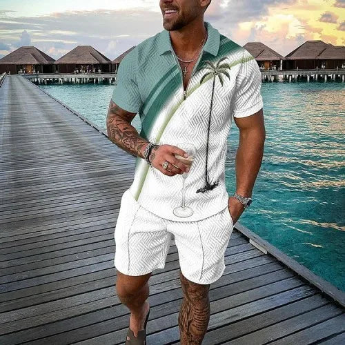 Ethan – Printed Polo Shirt & Shorts Set