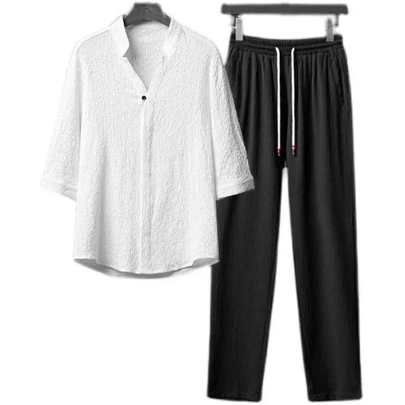 Ethan – Men’s V-Neck Short-Sleeve Sportswear Set