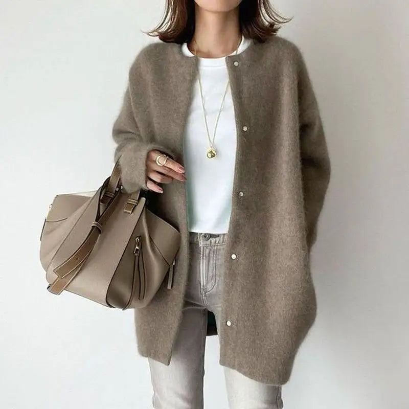 Loose round Neck Single Breasted Cardigan Fashion Women's Knitted Sweater Spring 2026 Casual Comfortable Stylish Cardigan
