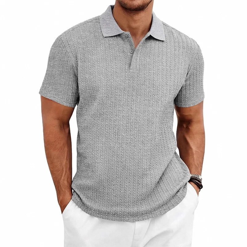 Ethan – Textured Knit Short-Sleeve Polo