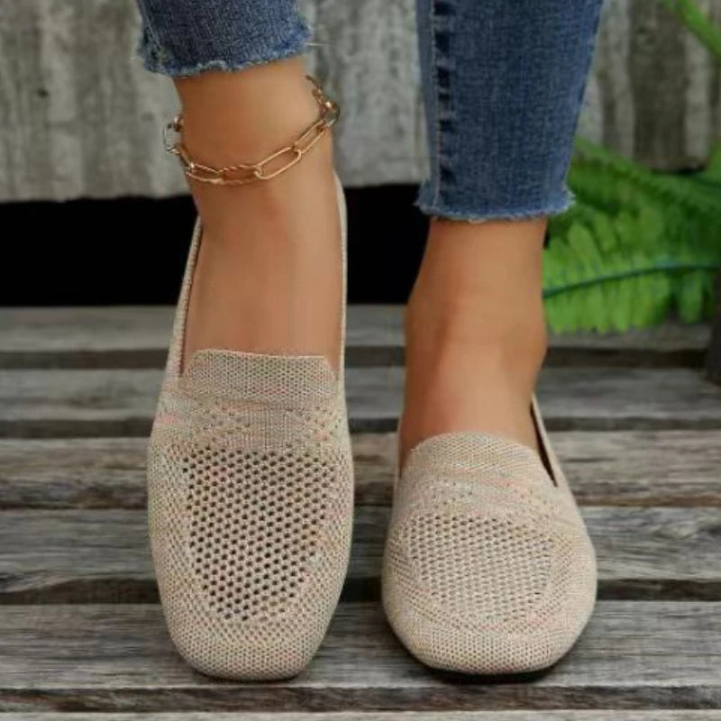 Clara – Solid Mesh Round-Toe Slip-On Flats