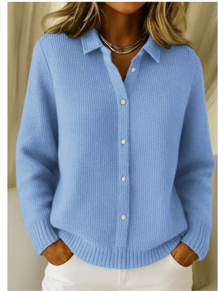 Lauren – Button-Up Knit Lapel Cardigan