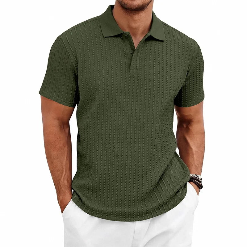 Ethan – Textured Knit Short-Sleeve Polo