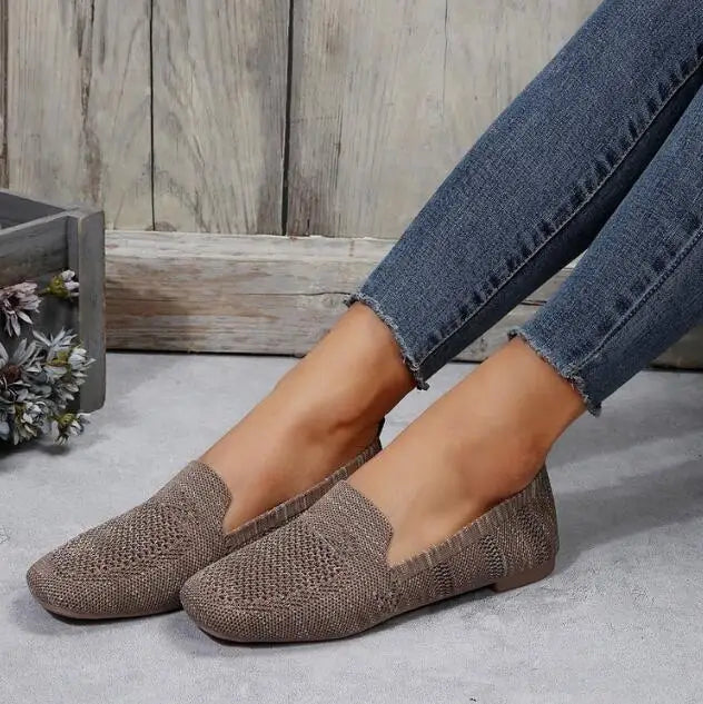 Clara – Solid Mesh Round-Toe Slip-On Flats