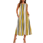 Olivia – Striped Sleeveless Loose-Fit Midi Dress