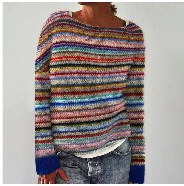 Delilah – Printed O-Neck Long-Sleeve Knit Sweater